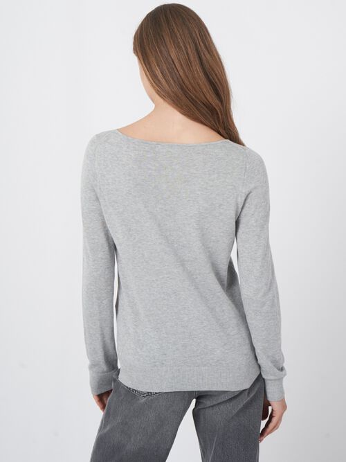 Pull coton mélangé femme — manches longues & coupe droite