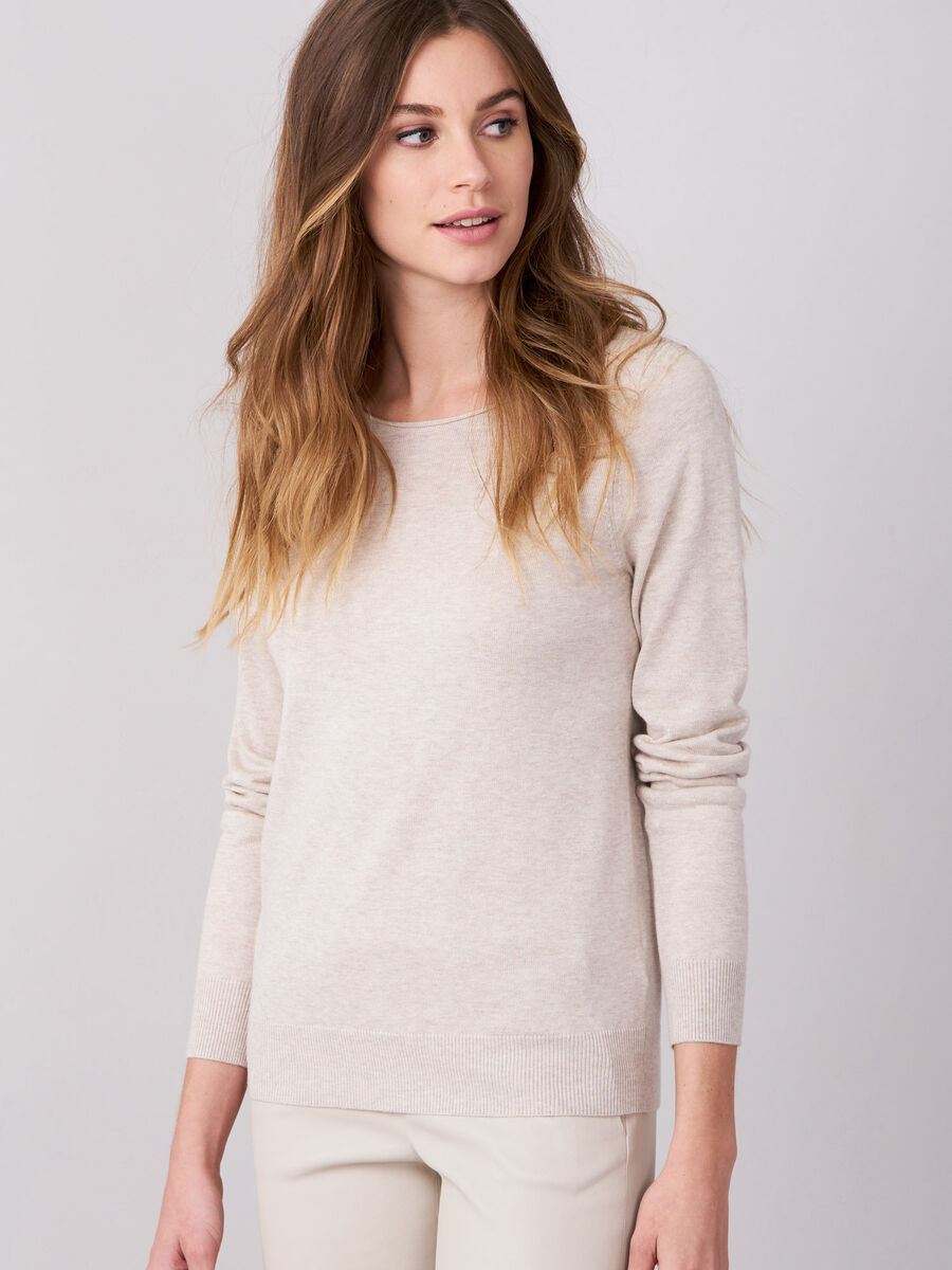 Fine-knit cotton-blend boat-neck sweater image number 0