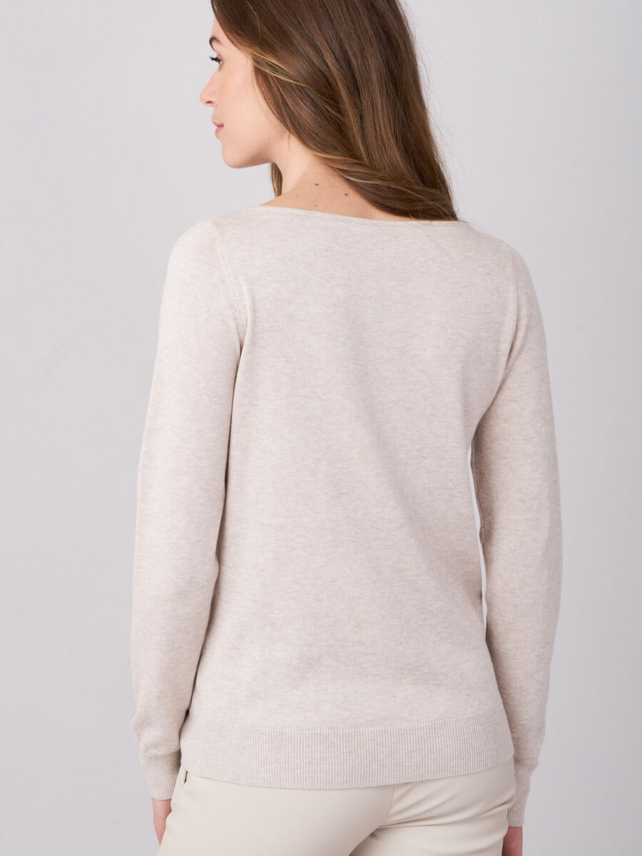 Fine-knit cotton-blend boat-neck sweater image number 1