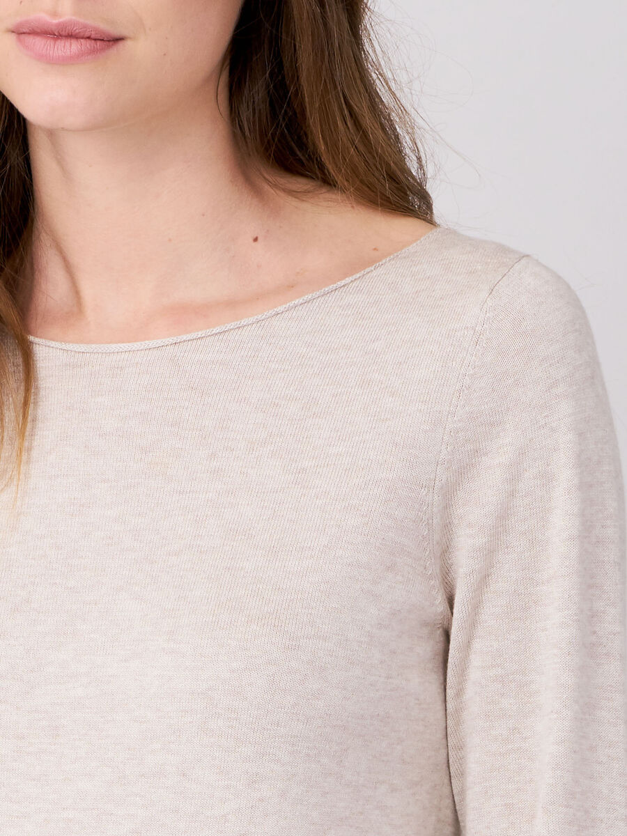 Fine-knit cotton-blend boat-neck sweater image number 2