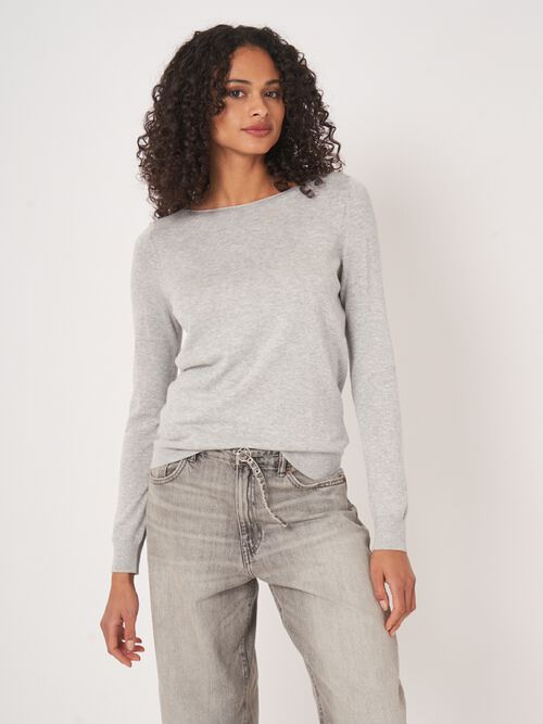 Basic long sleeve pullover in cotton blend