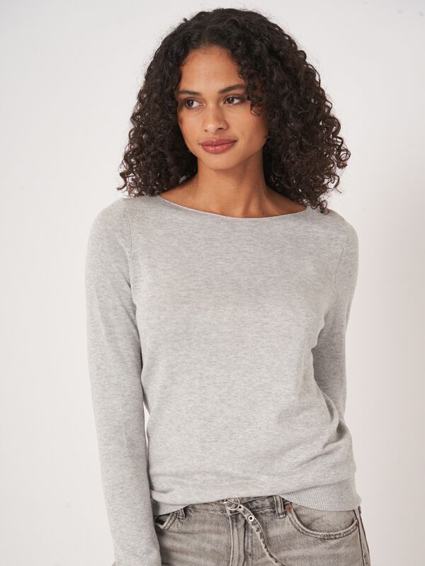 Damen Feinstrickpullover aus Baumwollmix, U-Boot-Ausschnitt image number 1