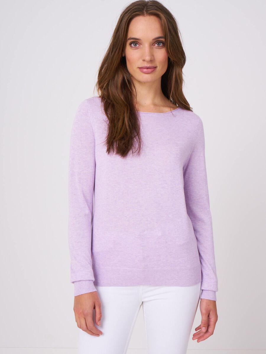 Fine-knit cotton-blend boat-neck sweater image number 0