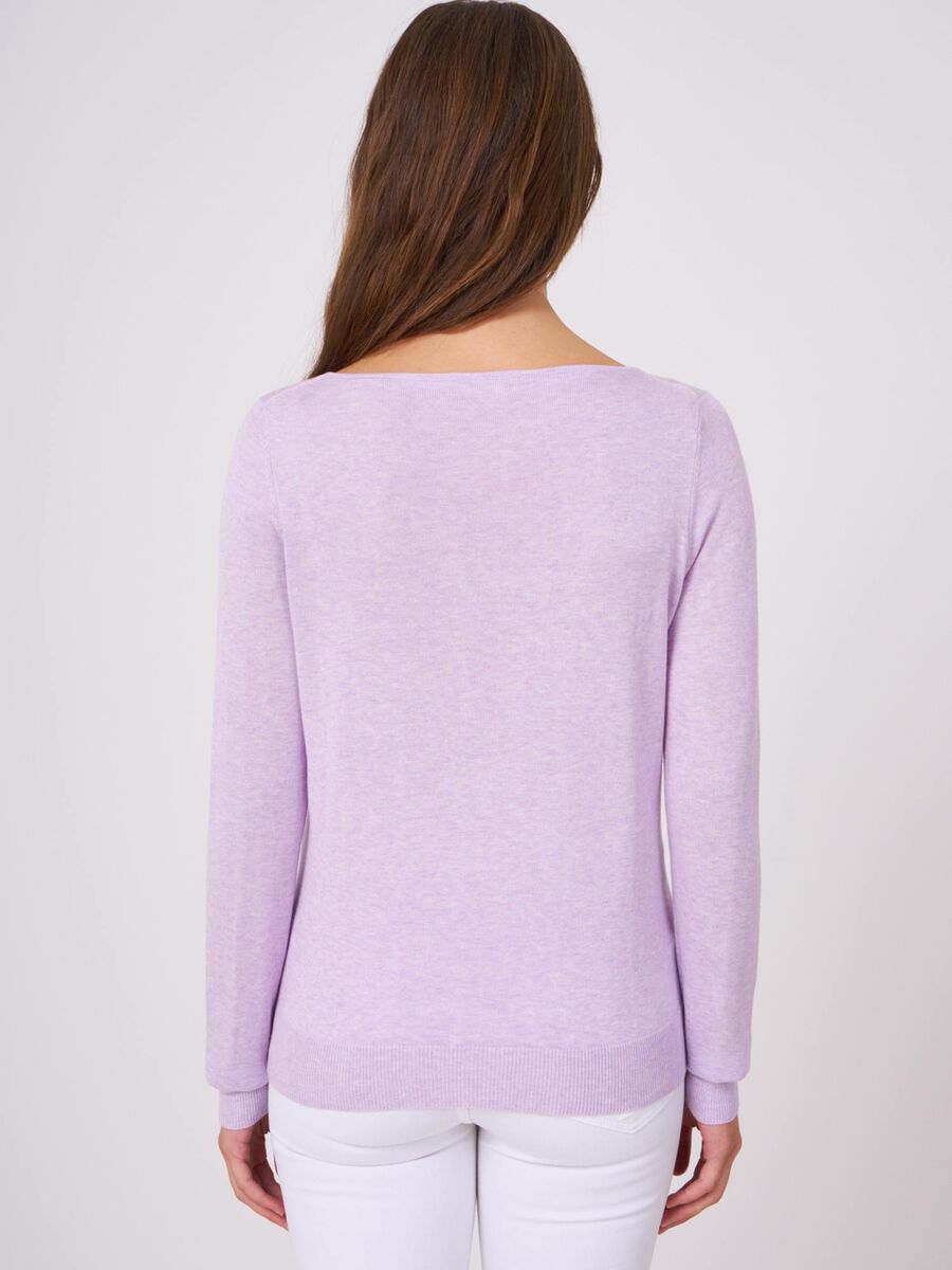 Fine-knit cotton-blend boat-neck sweater image number 1