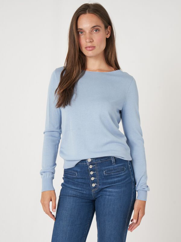 Pull coton mélangé femme — manches longues & coupe droite image number 1