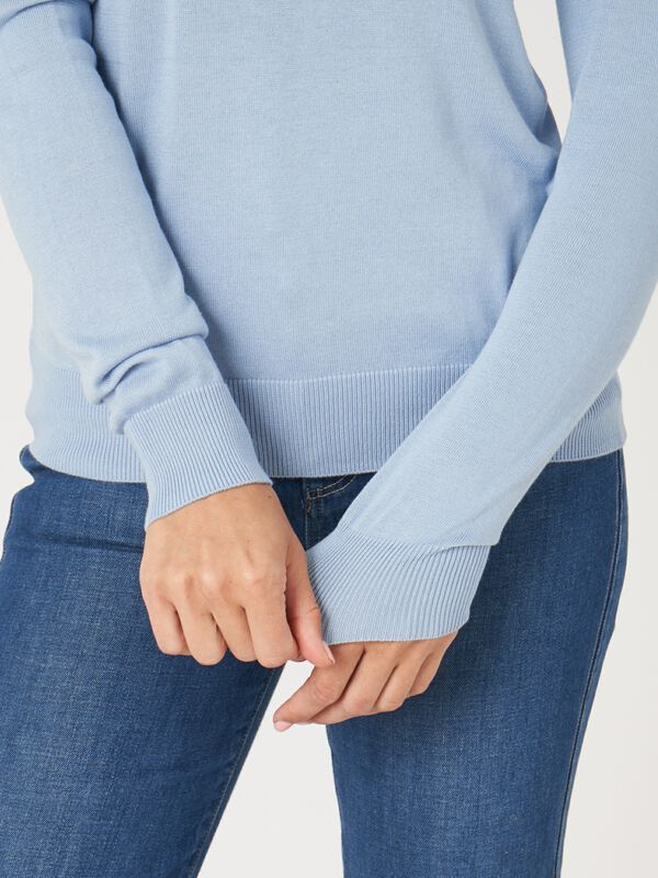 Pull coton mélangé femme — manches longues & coupe droite image number 3