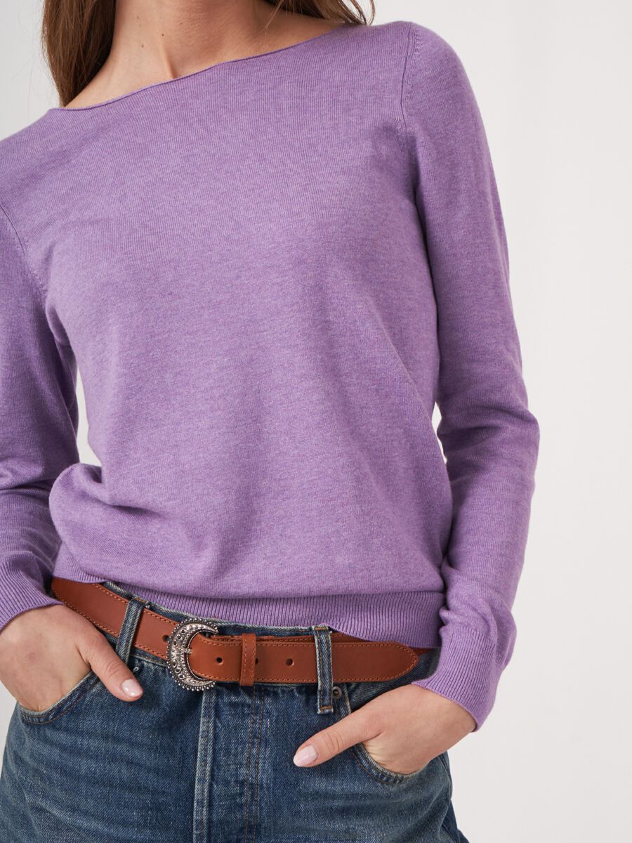 Pull coton mélangé femme — manches longues & coupe droite image number 2