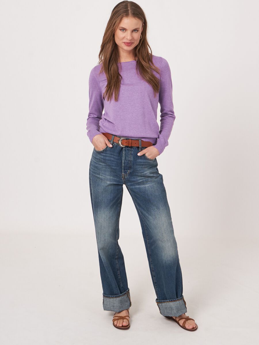 Pull coton mélangé femme — manches longues & coupe droite image number 4