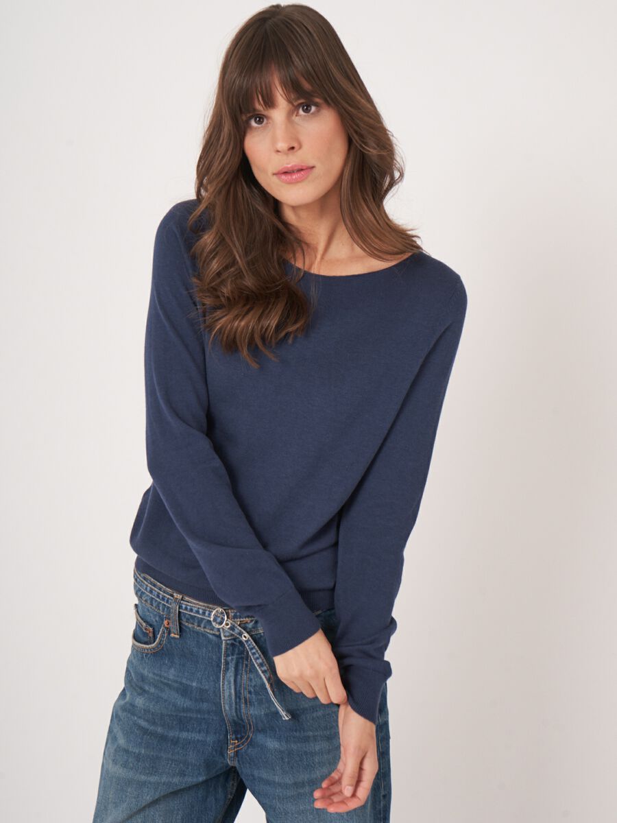 Basic long sleeve pullover in cotton blend image number 0