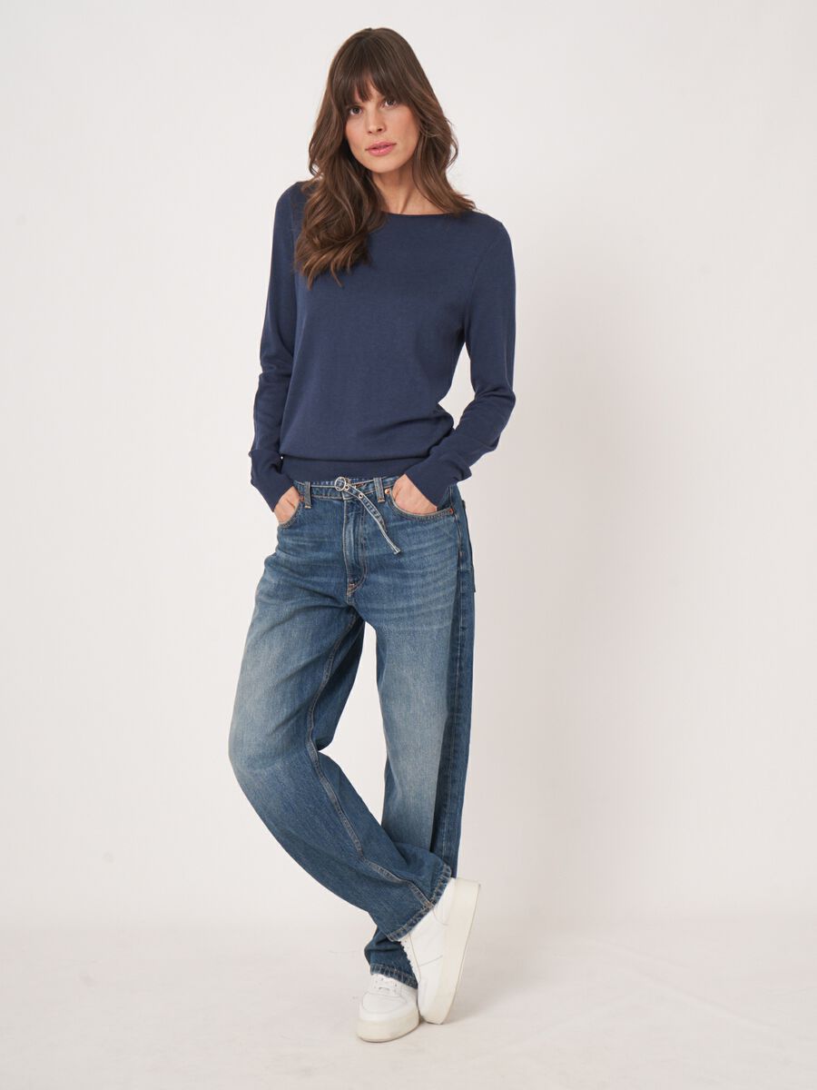 Basic trui met lange mouwen in katoenmix image number 5