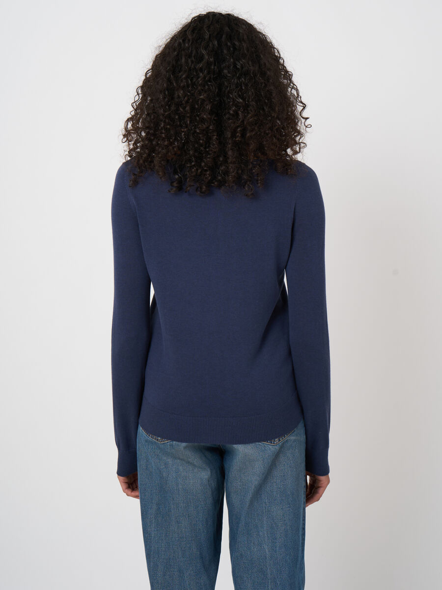 Pull col bateau en maille fine coton m&eacute;lang&eacute; image number 3