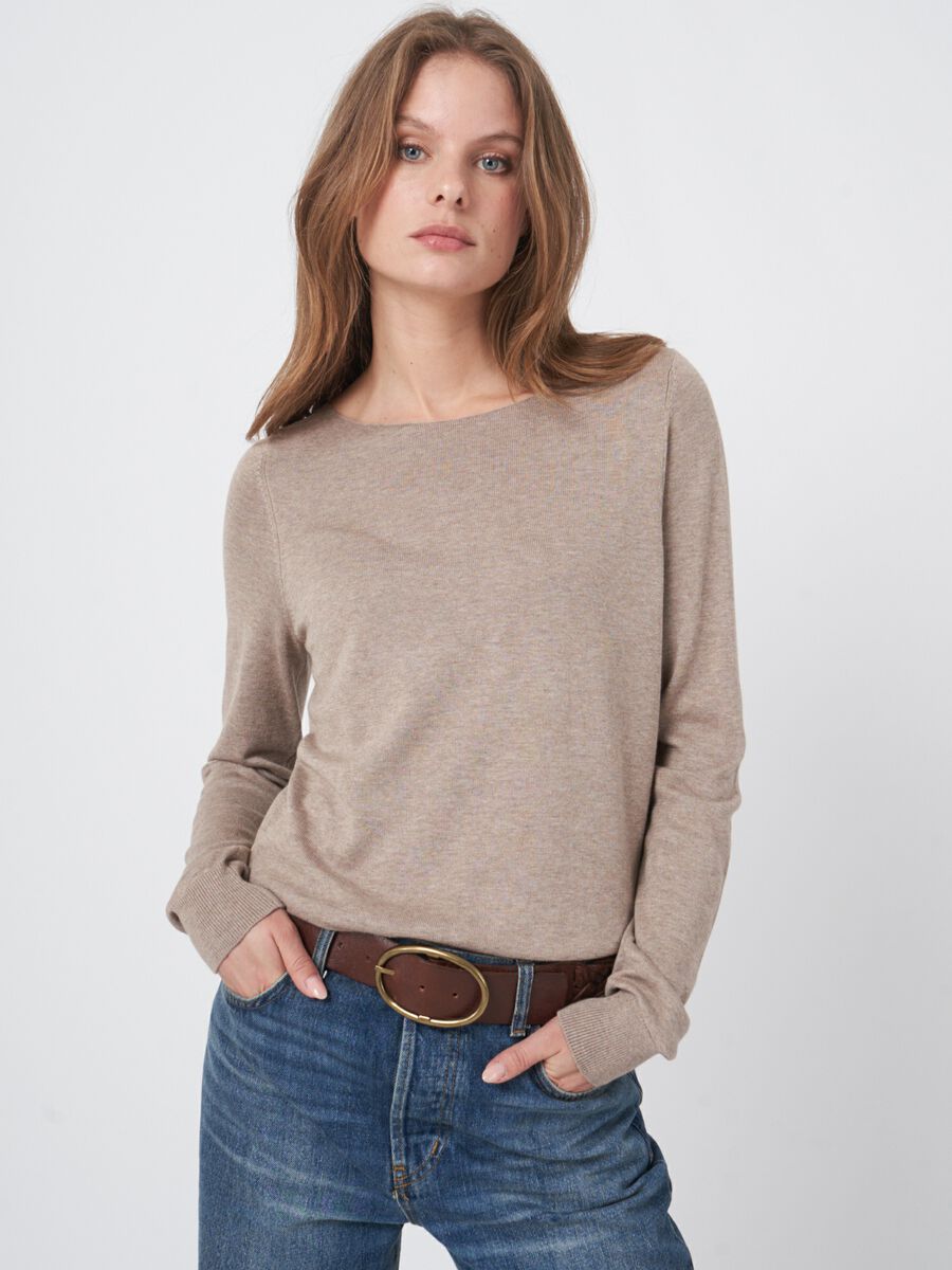 Basic long sleeve pullover in organic cotton blend image number 0