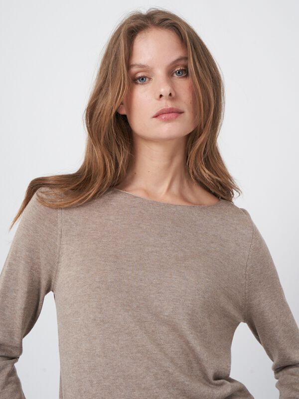 Basic long sleeve pullover in cotton blend image number 3