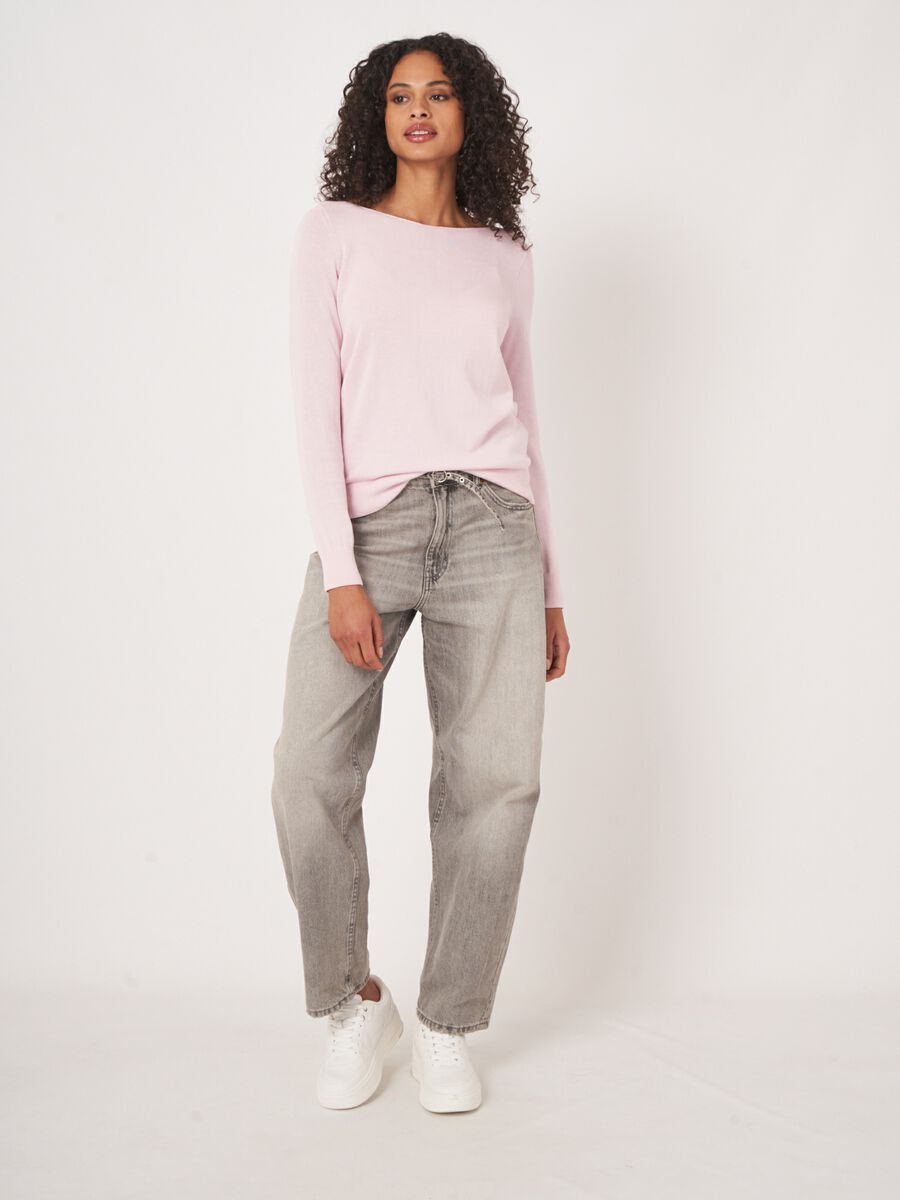 Basic long sleeve pullover in cotton blend image number 4