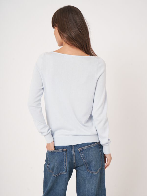 Basic long sleeve pullover in cotton blend image number 4