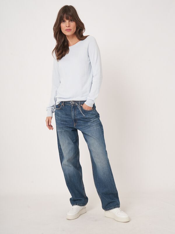 Basic long sleeve pullover in cotton blend image number 5