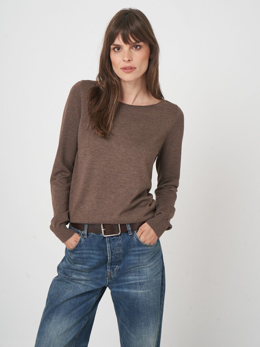 Basic long sleeve pullover in cotton blend image number 0