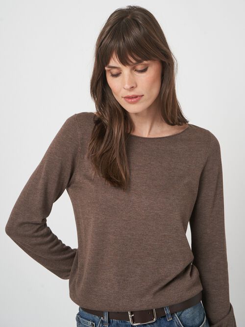 Basic trui met lange mouwen in katoenmix