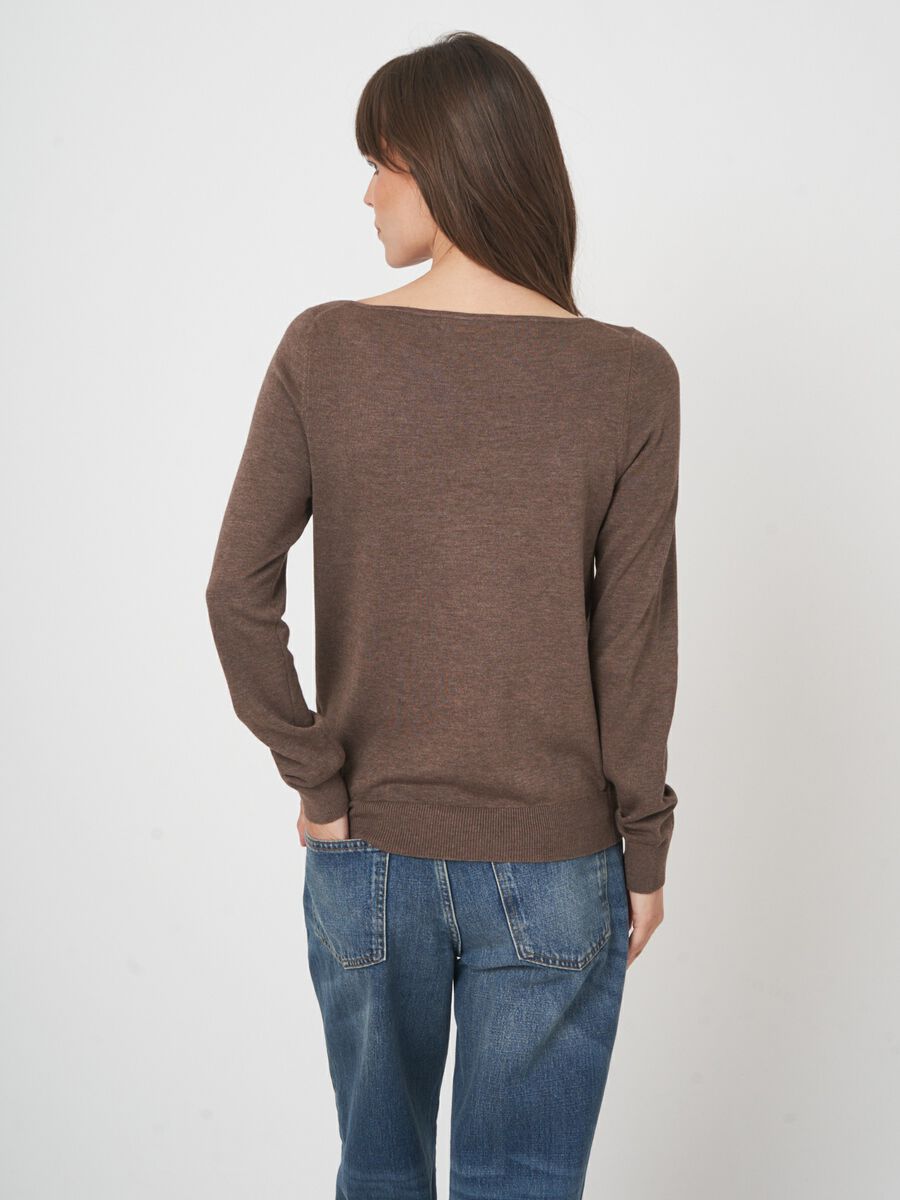 Pull coton mélangé femme — manches longues & coupe droite image number 3