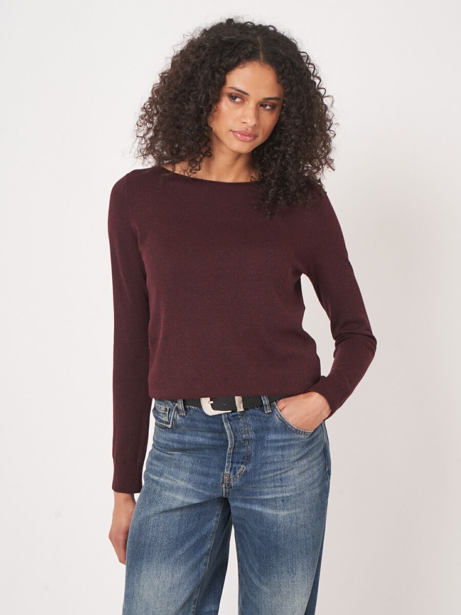 Basic long sleeve pullover in cotton blend image number 0