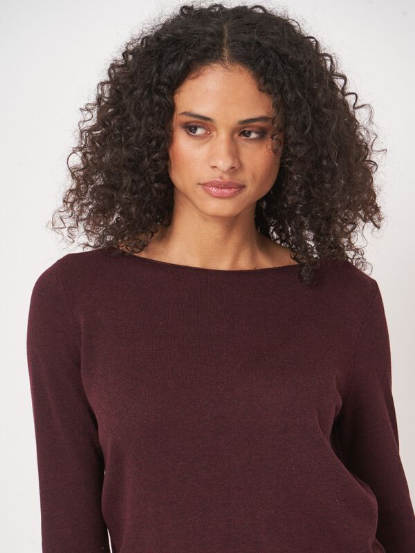 Pull coton mélangé femme — manches longues & coupe droite image number 1