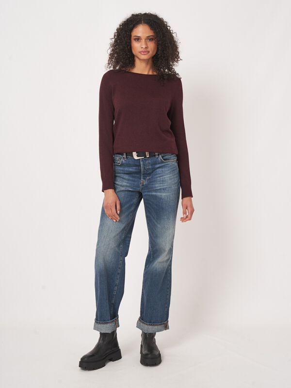 Pull coton mélangé femme — manches longues & coupe droite image number 2