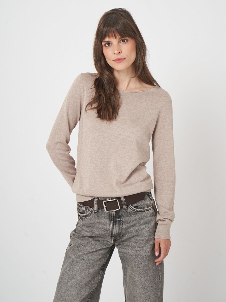 Basic trui met lange mouwen in katoenmix image number 0