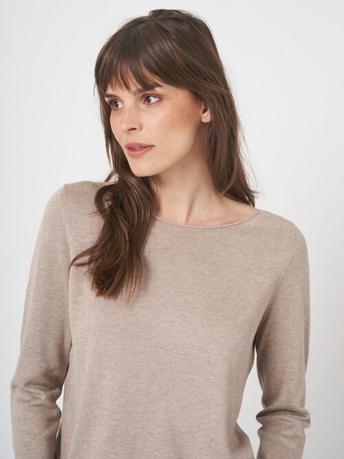 Basic trui met lange mouwen in katoenmix