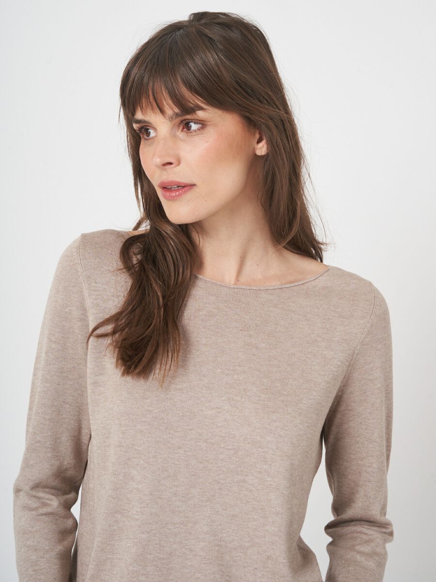 Basic trui met lange mouwen in katoenmix image number 1