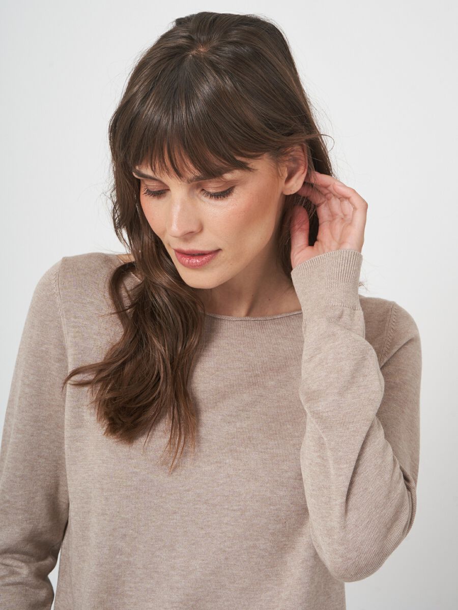 Basic trui met lange mouwen in katoenmix image number 2