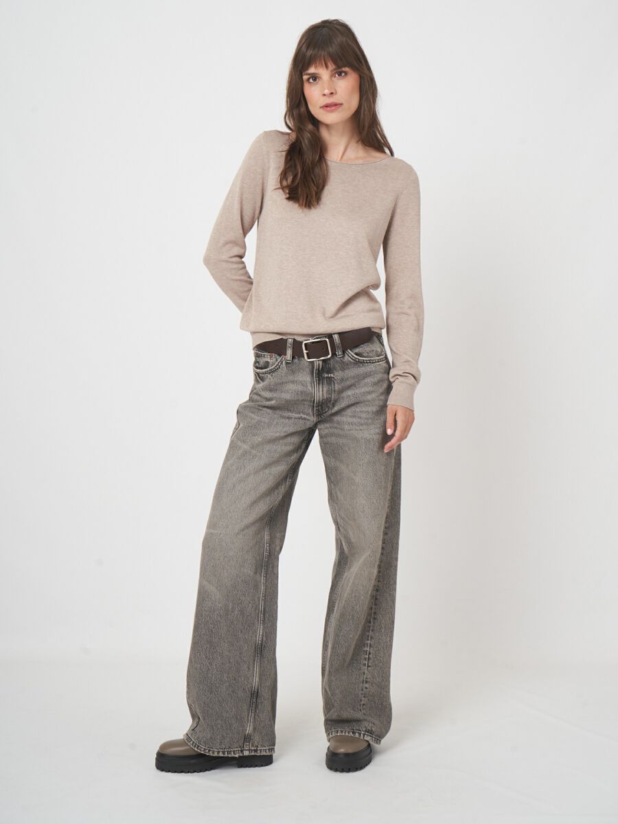 Basic trui met lange mouwen in katoenmix image number 4