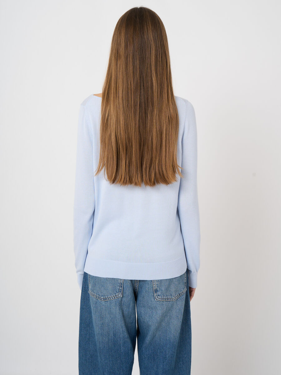 Pull col bateau en maille fine coton m&eacute;lang&eacute; image number 3