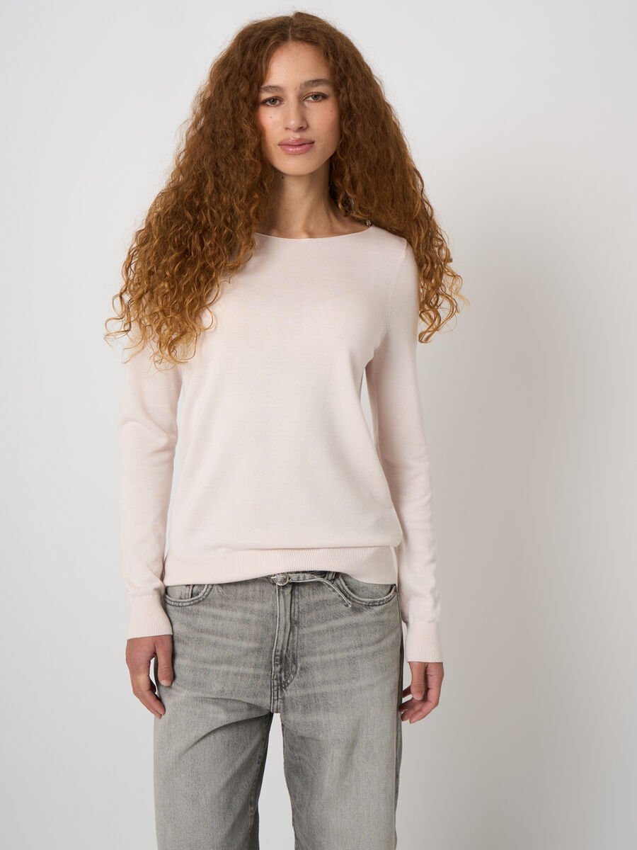 Fine-knit cotton-blend boat-neck sweater image number 0