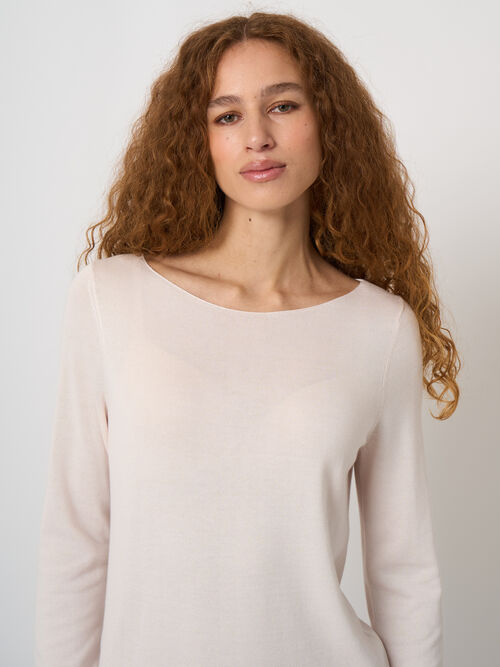 Fine-knit cotton-blend boat-neck sweater