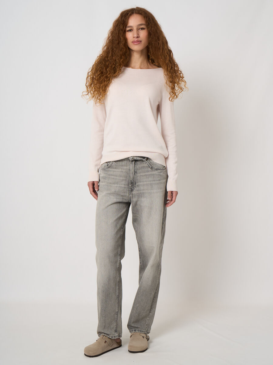 Fine-knit cotton-blend boat-neck sweater image number 2