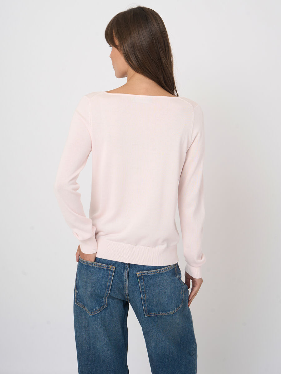 Fine-knit cotton-blend boat-neck sweater image number 4