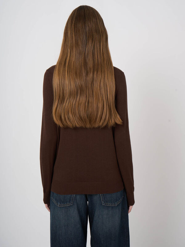 Fijngebreide katoen-viscose trui met boothals image number 4