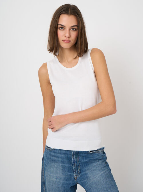 Cotton-blend knitted tank top