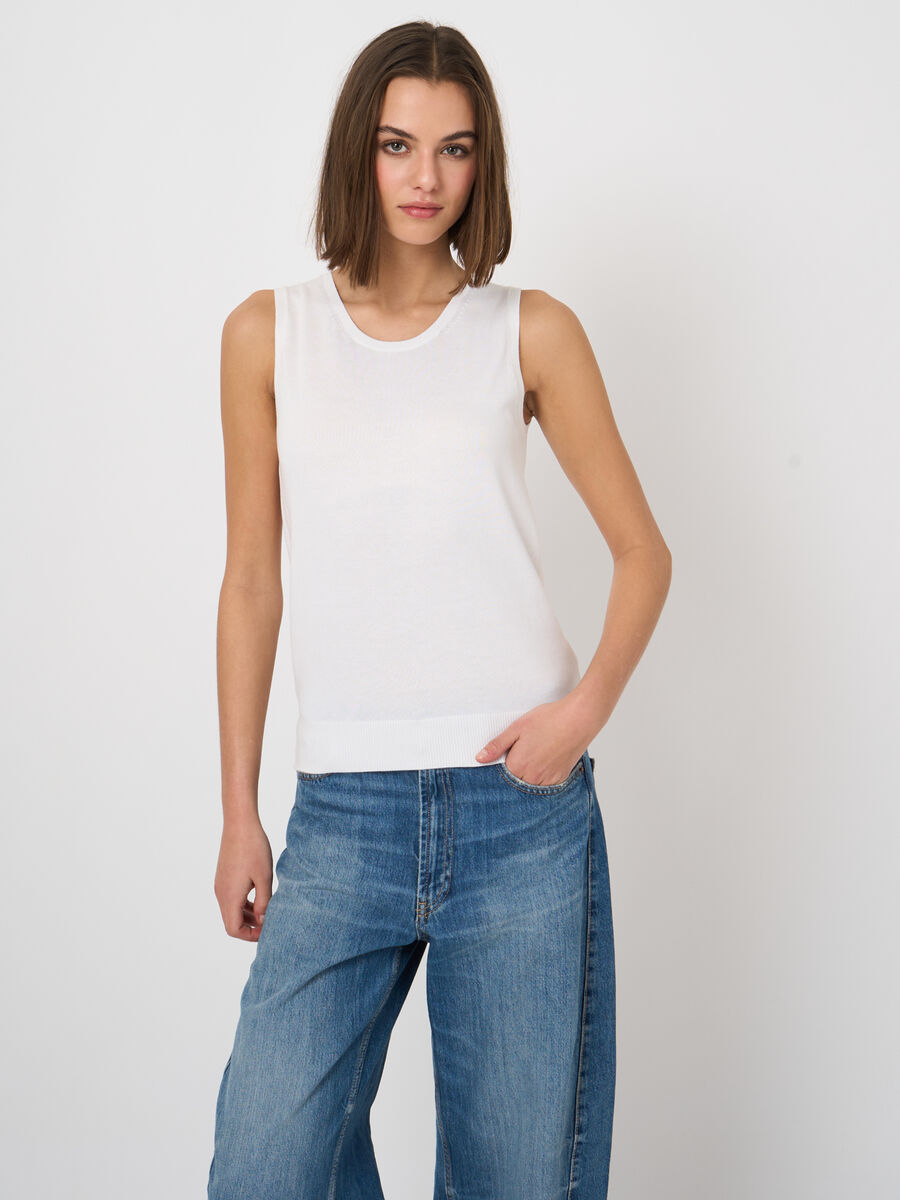 Cotton-blend knitted tank top image number 3