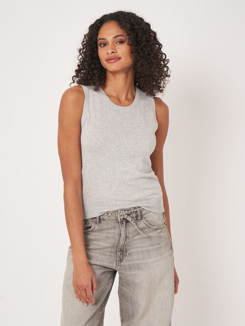 Basic cotton blend knitted tank top