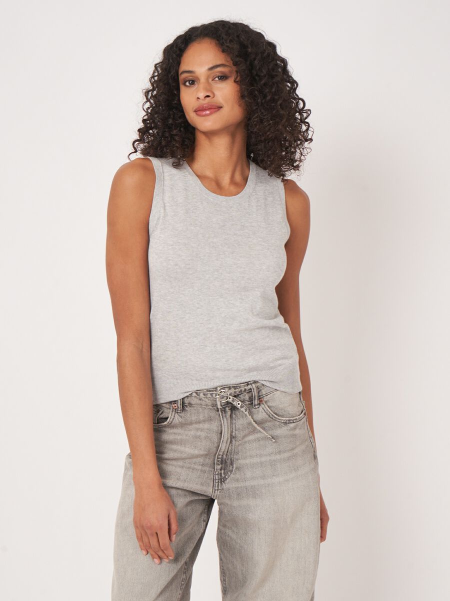 Cotton-blend knitted tank top image number 0
