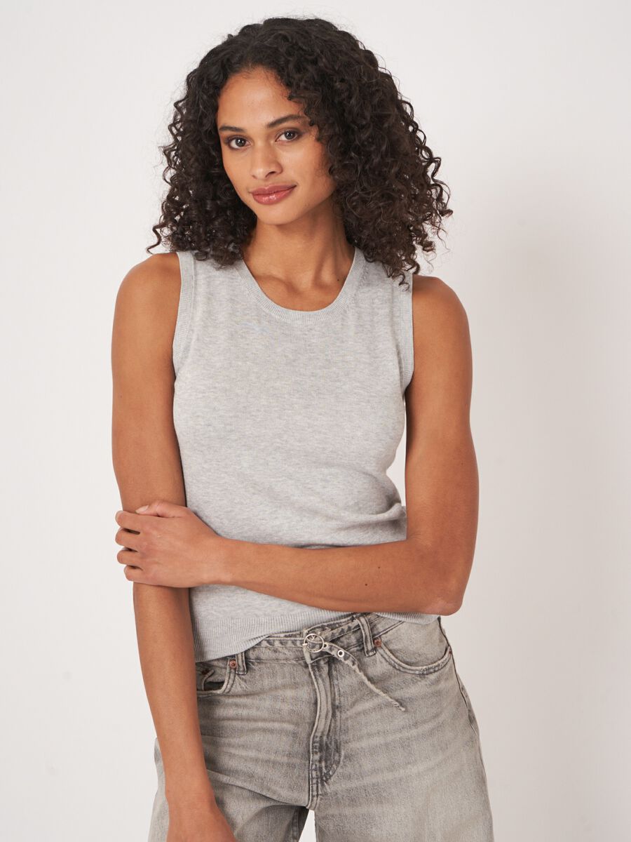 Cotton-blend knitted tank top image number 1