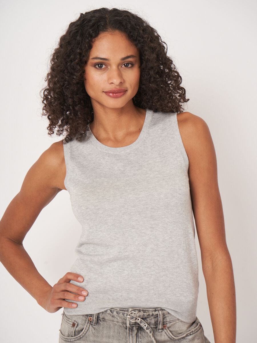 Cotton-blend knitted tank top image number 2