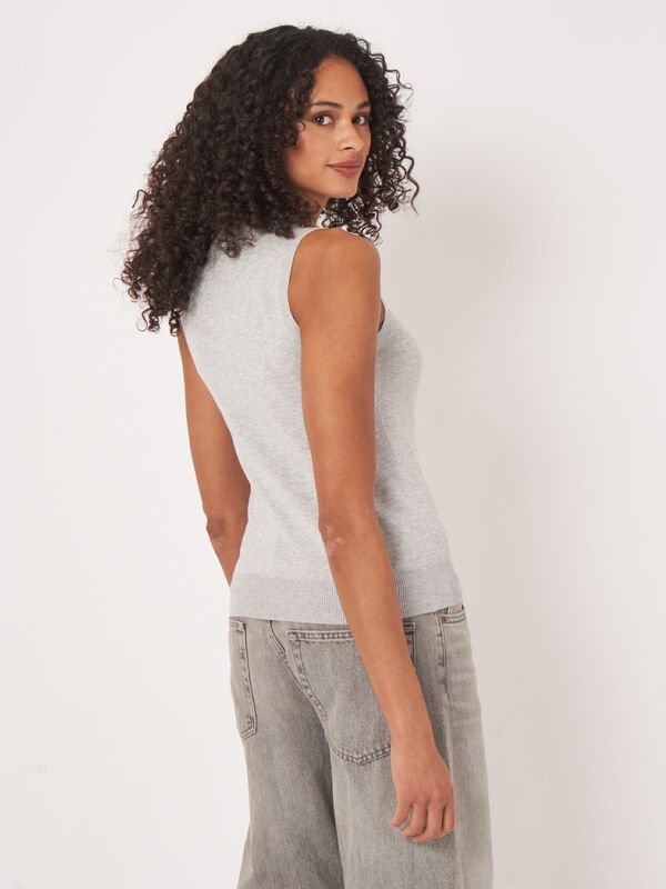 Cotton-blend knitted tank top image number 3