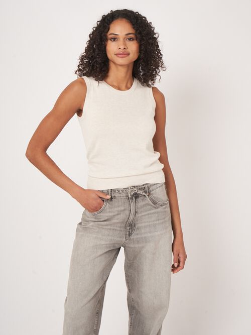 Basic fijn gebreid top in katoenmix