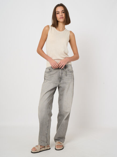 Cotton-blend knitted tank top