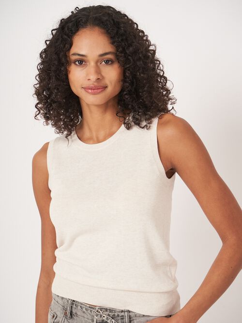 Basic fijn gebreid top in katoenmix