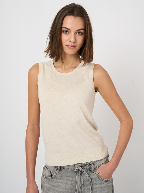 Cotton-blend knitted tank top image number 1