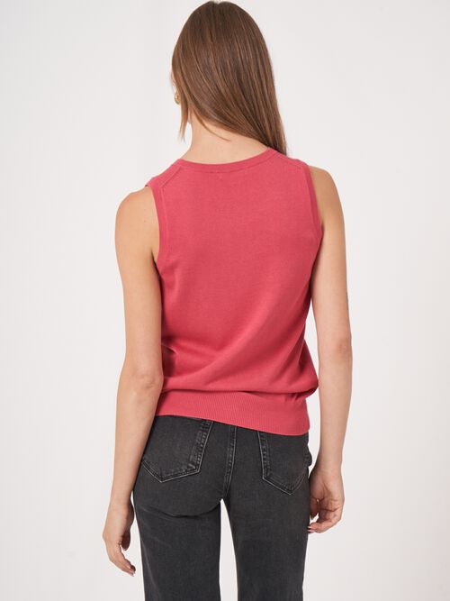 Basic fijn gebreid top in katoenmix