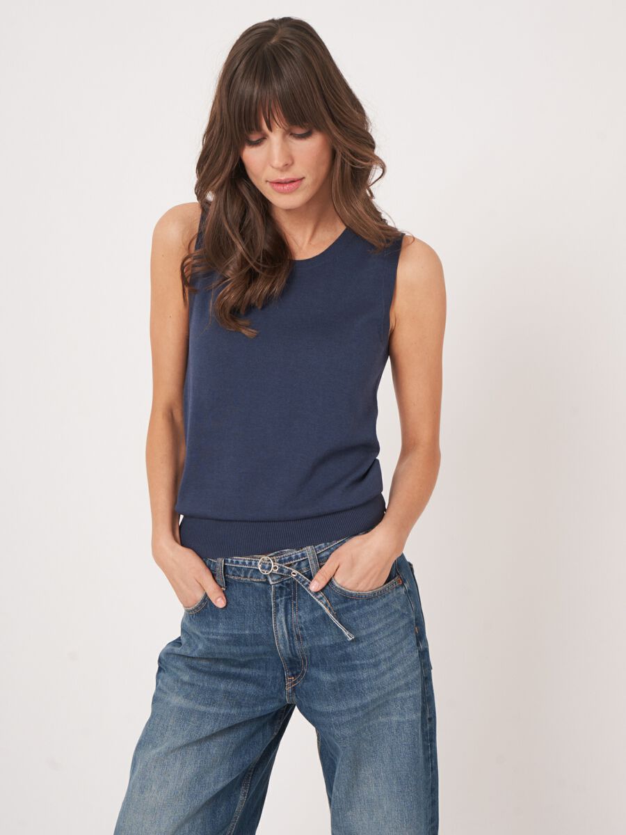 Basic fijn gebreid top in katoenmix image number 1